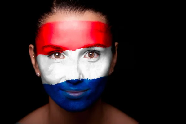 旗を持つ女性の肖像画オランダ — ストック写真