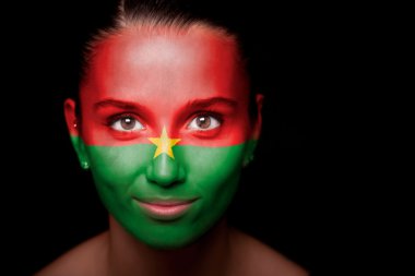 Woman with the flag of the Burkina faso clipart
