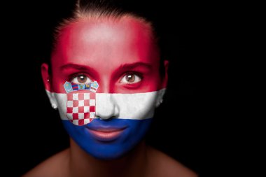 Portrait of a woman with the flag of the Croatia clipart