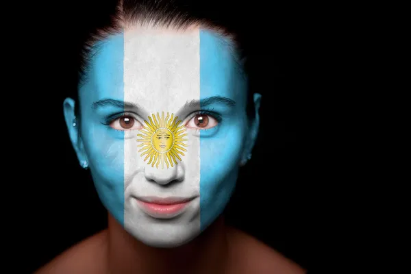 Portrait of a woman with the flag of the Argentine — Stock Photo, Image