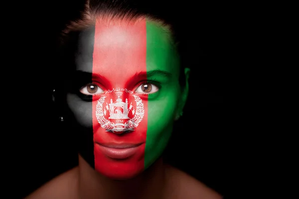 stock image Portrait of a woman with the flag