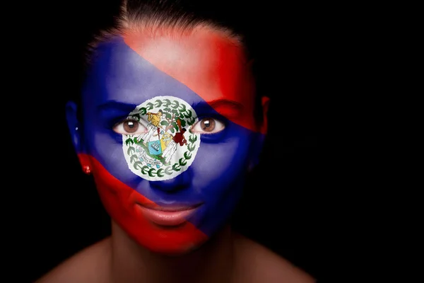 Woman with the flag of the Belize — Stock Photo, Image
