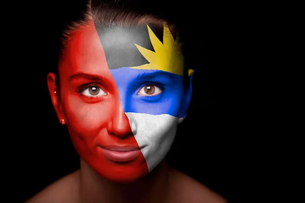 Жінка з прапор Антигуа і Барбуда — стокове фото
