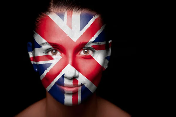 Portret van een vrouw met de vlag van het Verenigd Koninkrijk — Stockfoto