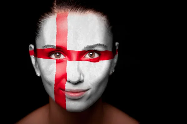 Retrato de uma mulher com a bandeira da Inglaterra — Fotografia de Stock
