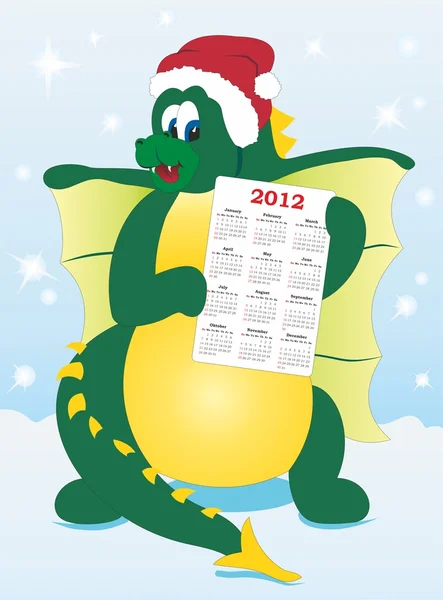 Drake med kalender 2012 — Stock vektor