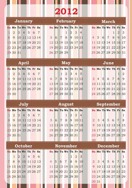 Полосатый календарь 2012 — стоковый вектор