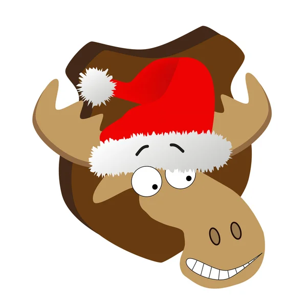 Ciervo con sombrero de Santa Claus — Vector de stock