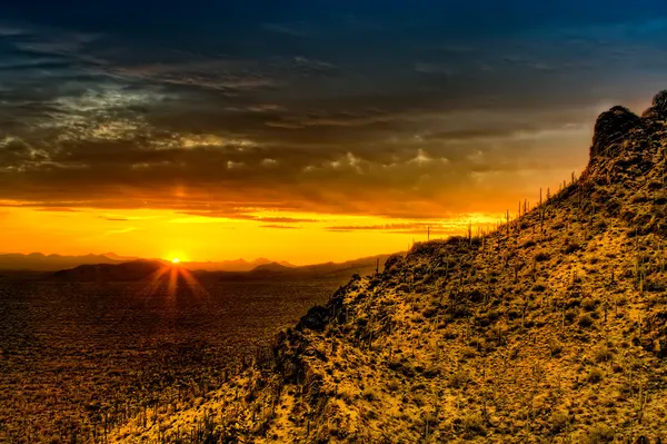 砂漠の上の夕日 — ストック写真