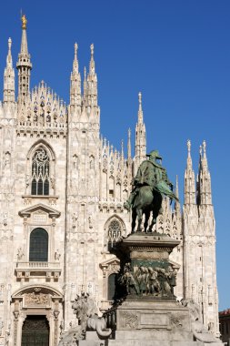 Milan Cathedral and monument to king Vittorio Emanuele II clipart