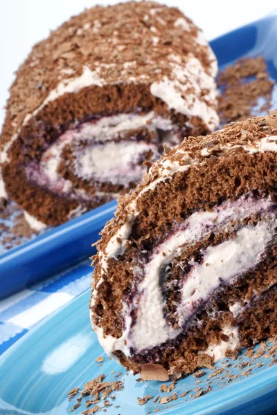Torta csokoládé svájci roll — Stock Fotó