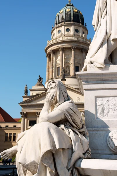 Detail of the French Dome and the monument to german poet Friedr — Stock Photo, Image