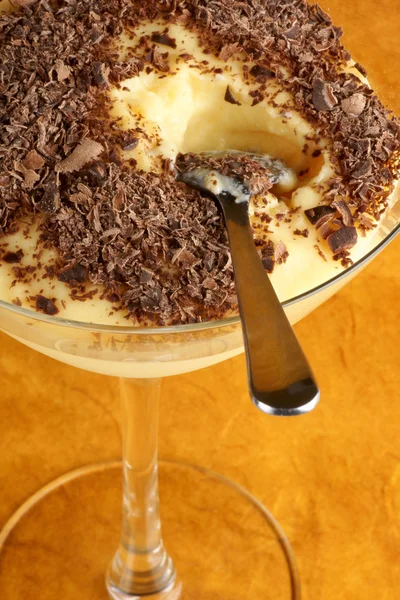 Vanillepudding und Schokoladendessert — Stockfoto