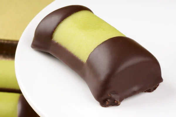 Marzipan and chocolate roll — Stock Photo, Image
