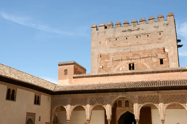 Comares Turm und Hof der Myrten in Granada Stockbild