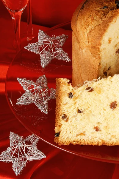 Panettone and Christmas decorations — Stock Photo, Image