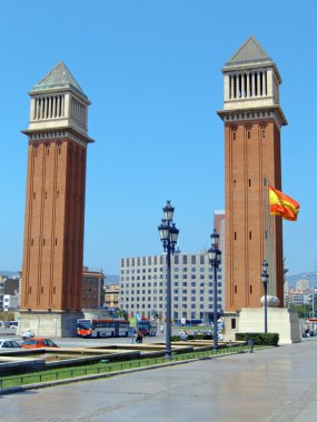 Plaza d'espana ve Barcelona'da Venedik kuleleri