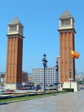 Plaza d'espana and venetian towers in Barcelona clipart