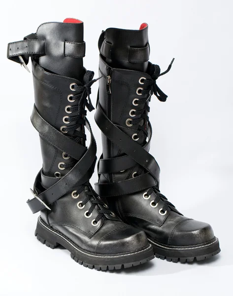 Goth punk knee-high fashion boots — Stock Photo, Image