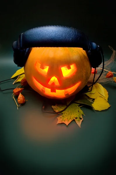 stock image Scary pumpkin DJ