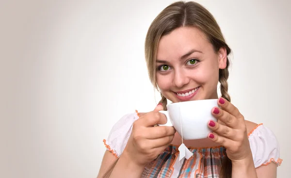Young blonde with a cup — Stock Photo, Image