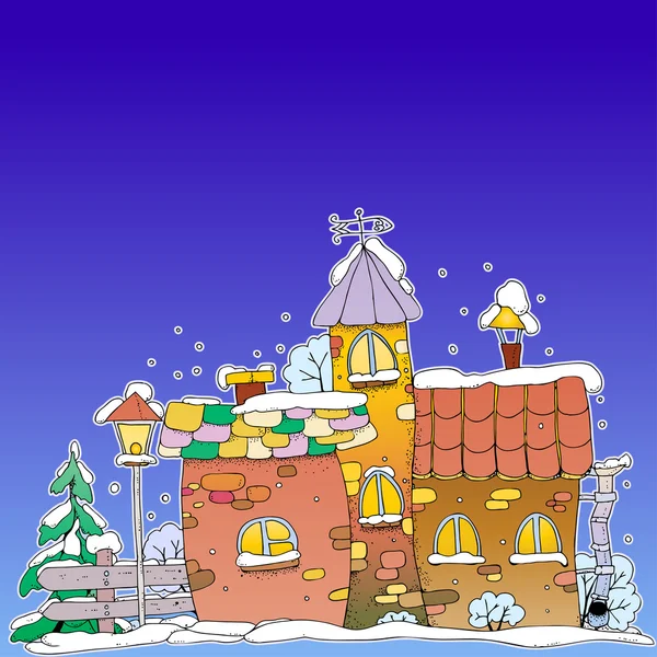 冬天背景上的房子 — 图库矢量图片