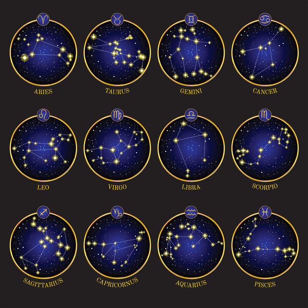 Zodiac symbols with XII Constellations