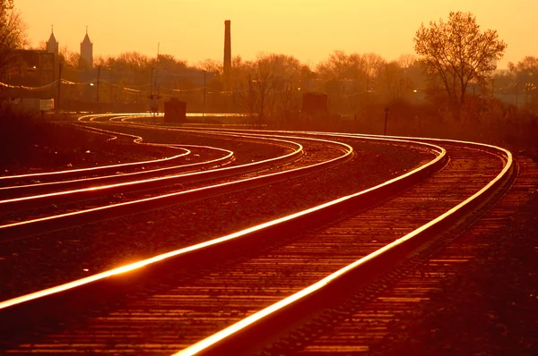 Ferrocarril de línea principal en Dawn — Foto de Stock