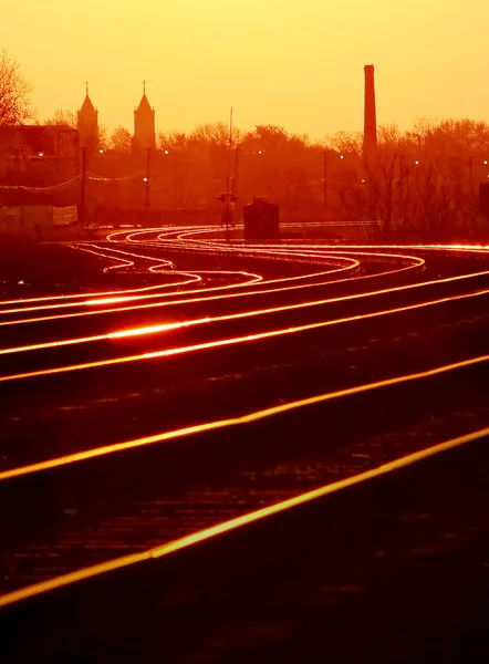 Caminho de ferro principal em Dawn — Fotografia de Stock