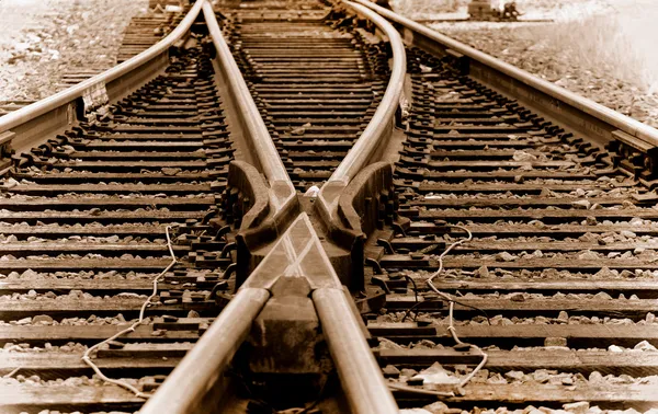 Railyard trackage i sepie — Stockfoto