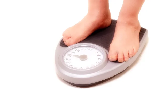 Pieds sur balance de poids — Photo
