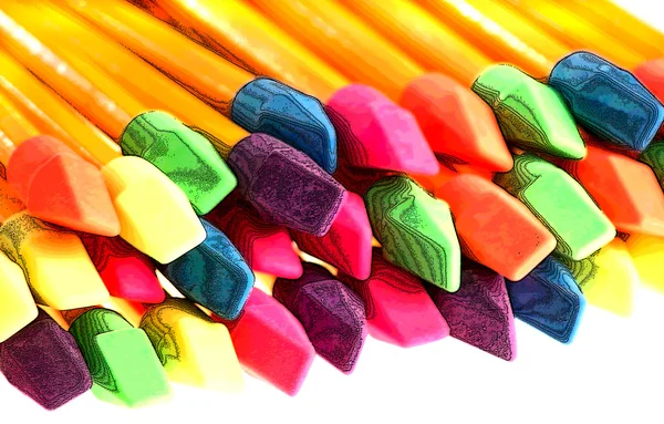 연필 지우개 무리 — 스톡 사진