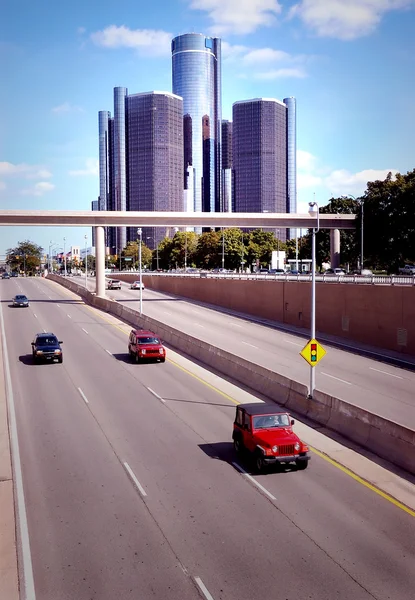 Traffico Downtown Detroit — Foto Stock