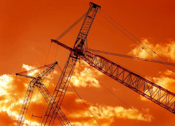 Construction Cranes at Sunset — Stock Photo, Image