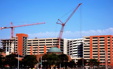 Crane Booms Construction Site Detroit clipart