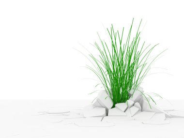 Abstract illustration of Grass Growing Through Crack with place for your te clipart