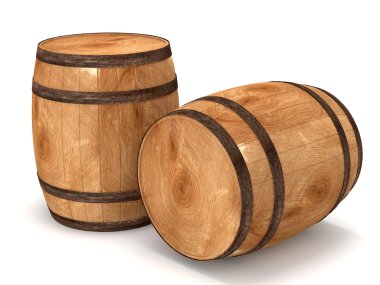3d Barrels on white background clipart