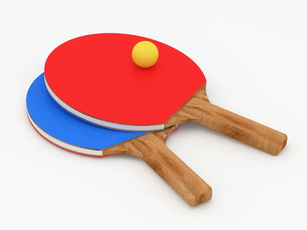 Raquettes de ping-pong sur fond blanc (Image haute résolution 3d ) — Photo