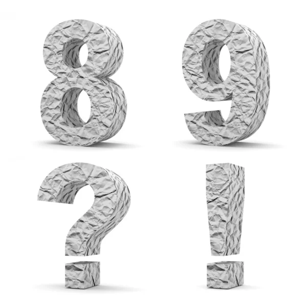 Set of 3d Crumpled Paper Numbers (Number 8, 9) — Stock Photo, Image