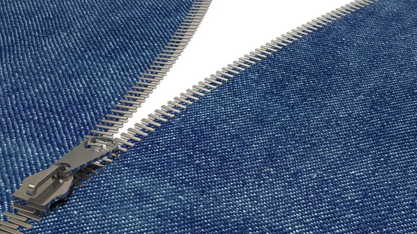 Nahaufnahme des Reißverschlusses in blauen Jeans — Stockfoto