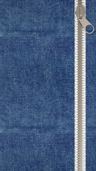 stock image Closeup of zipper in blue jeans