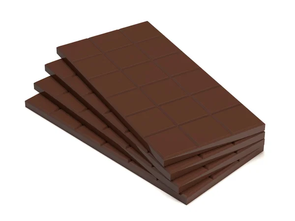 Barres de chocolat isolées sur fond blanc — Photo