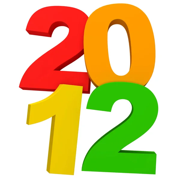 Ano Novo colorido 2012 isolado no fundo branco — Fotografia de Stock