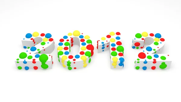 2012 feito de esferas coloridas — Fotografia de Stock