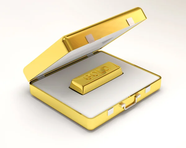Barre d'or à l'intérieur boîtier en or — Photo
