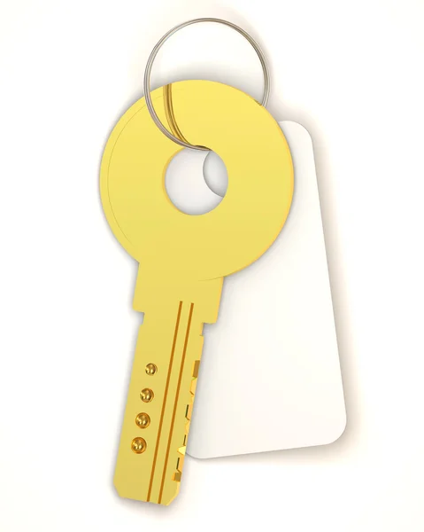 Χρυσό κλειδί με άδειο κενό σε άσπρο φόντο — Φωτογραφία Αρχείου