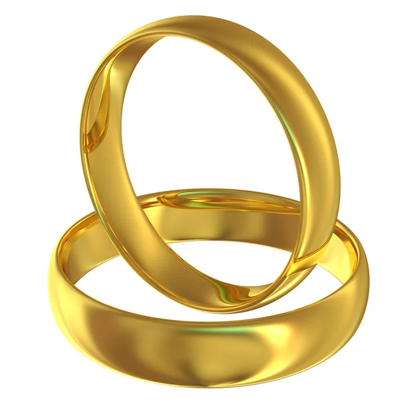 Anéis de casamento dourados isolados no fundo branco — Fotografia de Stock