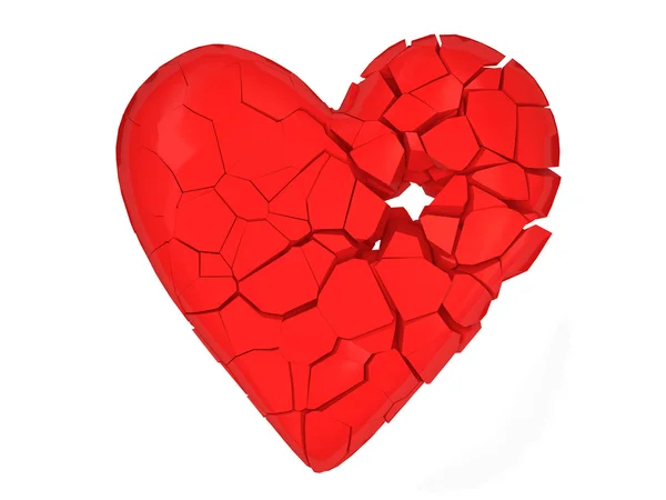 Broken Heart on white background — Stock Photo, Image