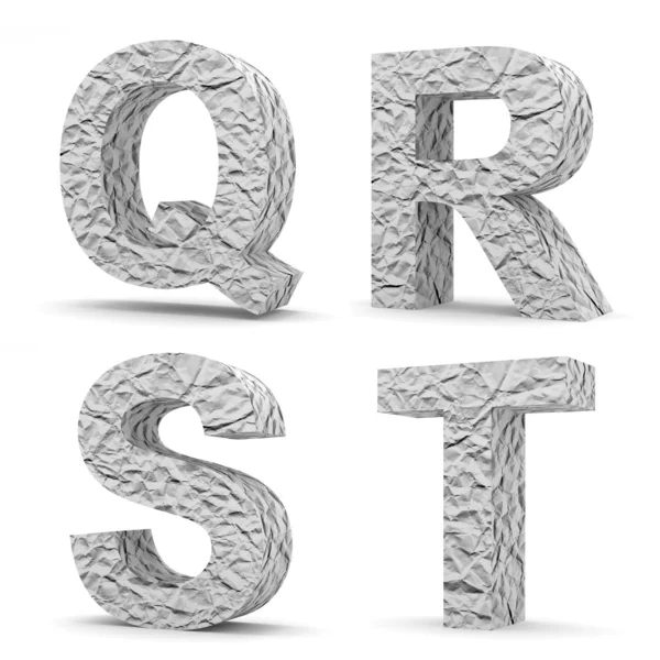 stock image Set of 3d Crumpled Paper Letters (Letter Q, R, S, T)