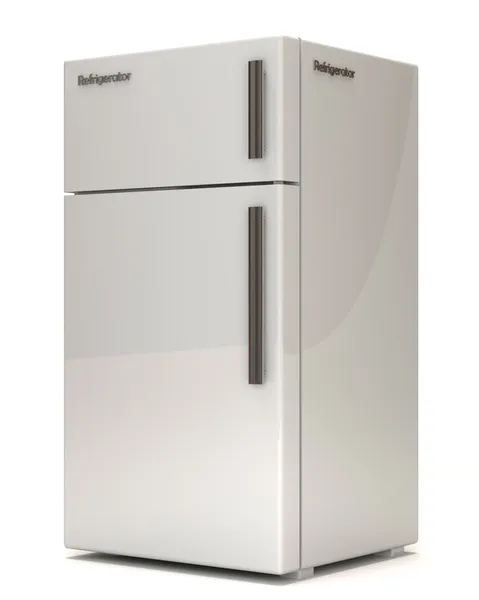 Klassischer Kühlschrank auf weißem Hintergrund — Stockfoto
